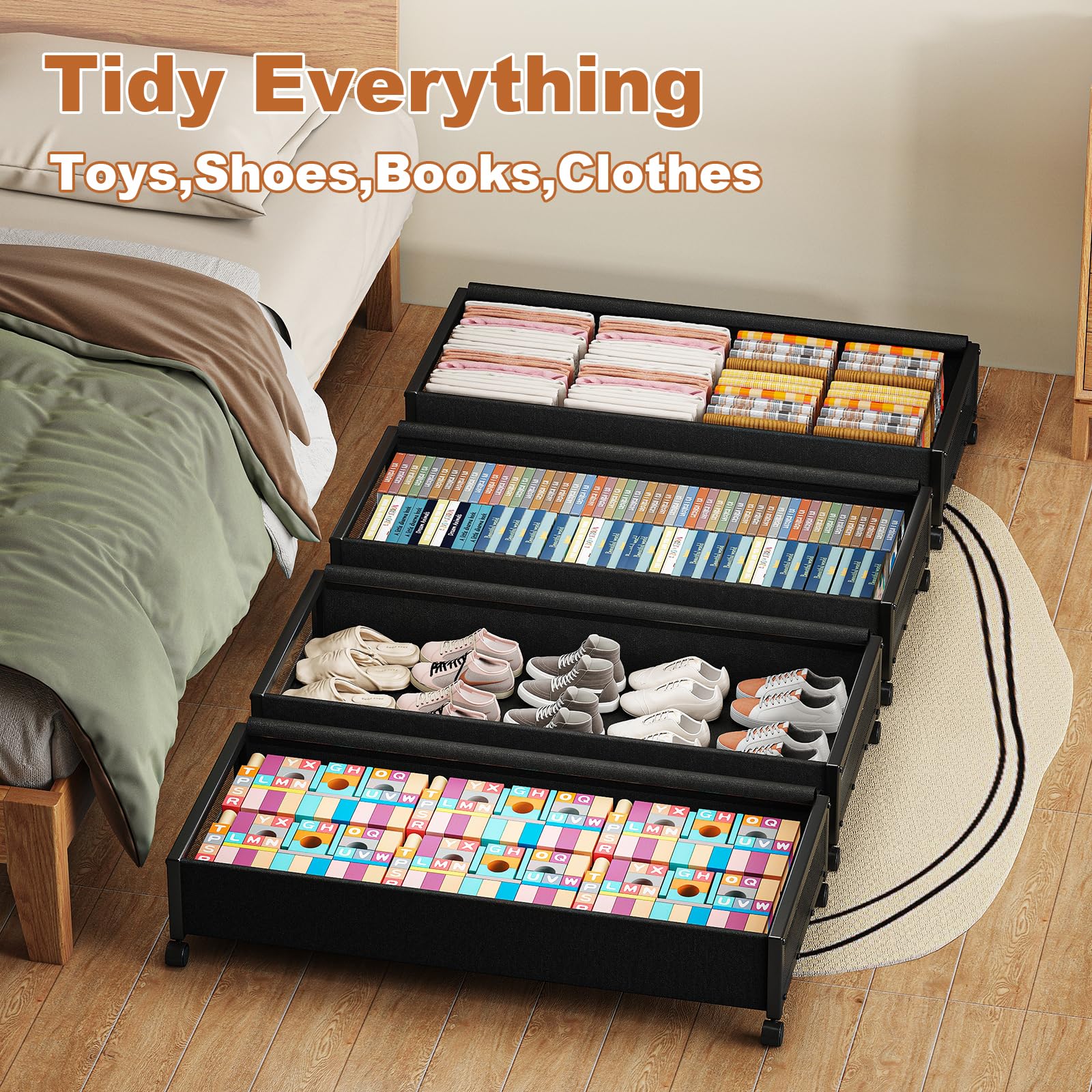 Amazon｜Fokyfok ベッド下ストレージコンテナ 2個パック 長さ36インチ